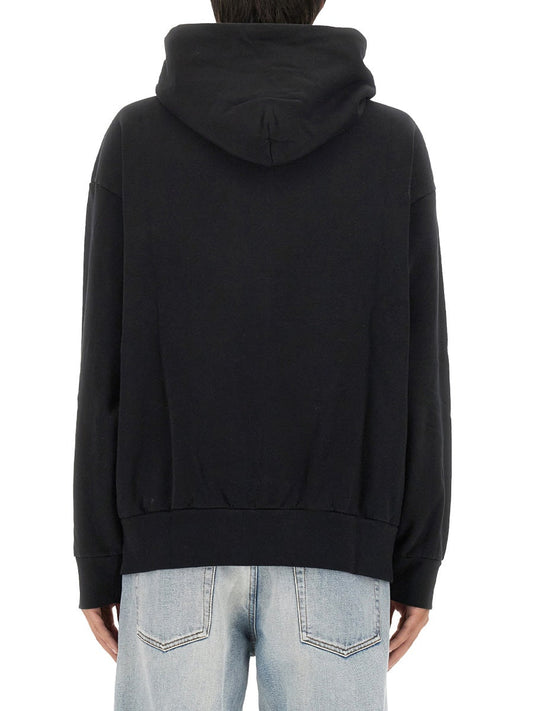 Aries Logo-Embroidered Cotton Sweatshirt — Black