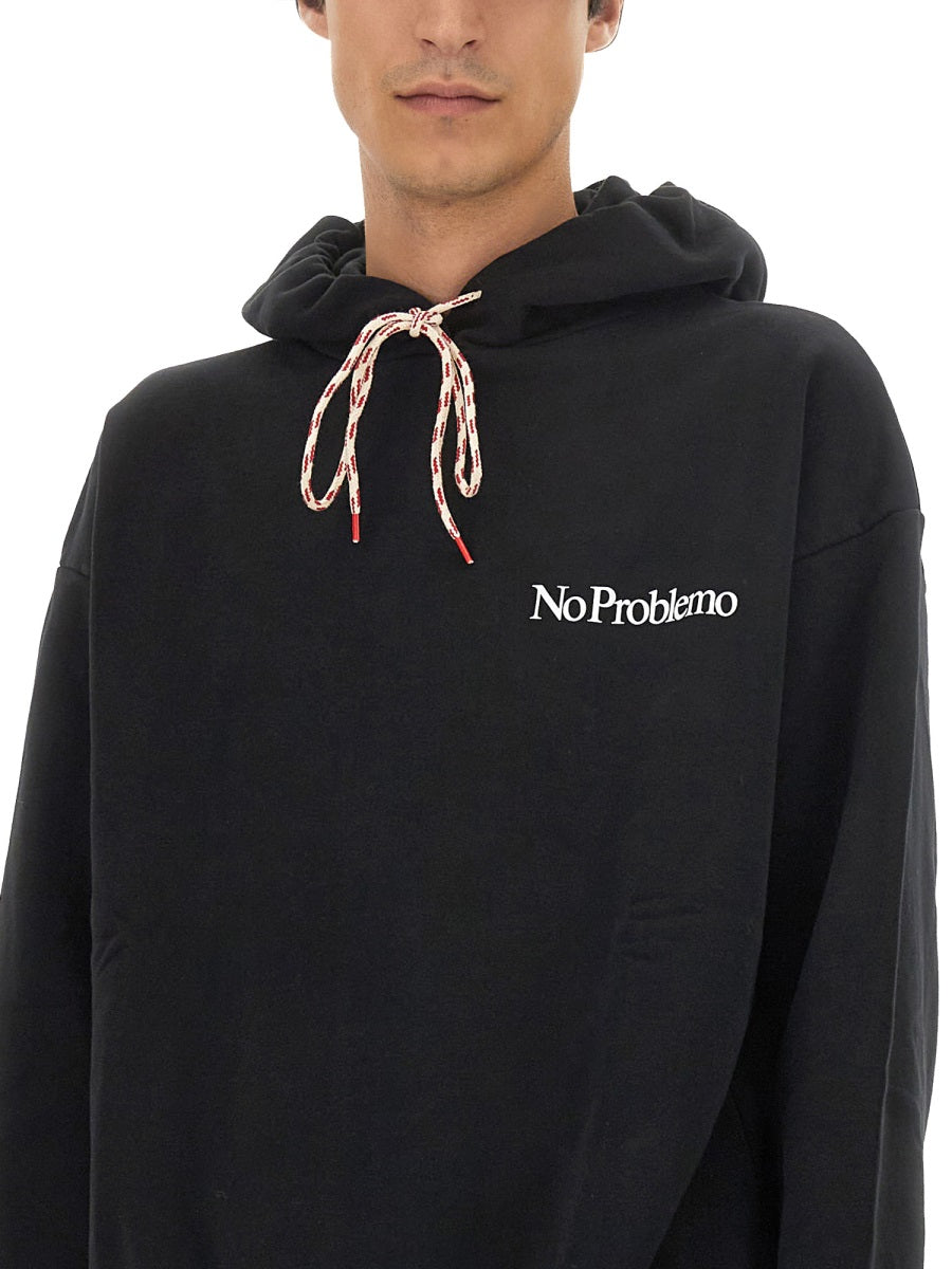 Aries Logo-Embroidered Cotton Sweatshirt — Black