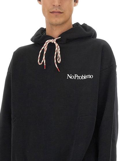 Aries Logo-Embroidered Cotton Sweatshirt — Black