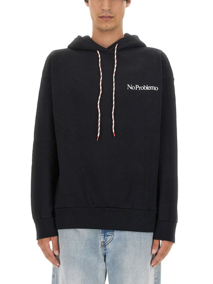 Aries Logo-Embroidered Cotton Sweatshirt — Black