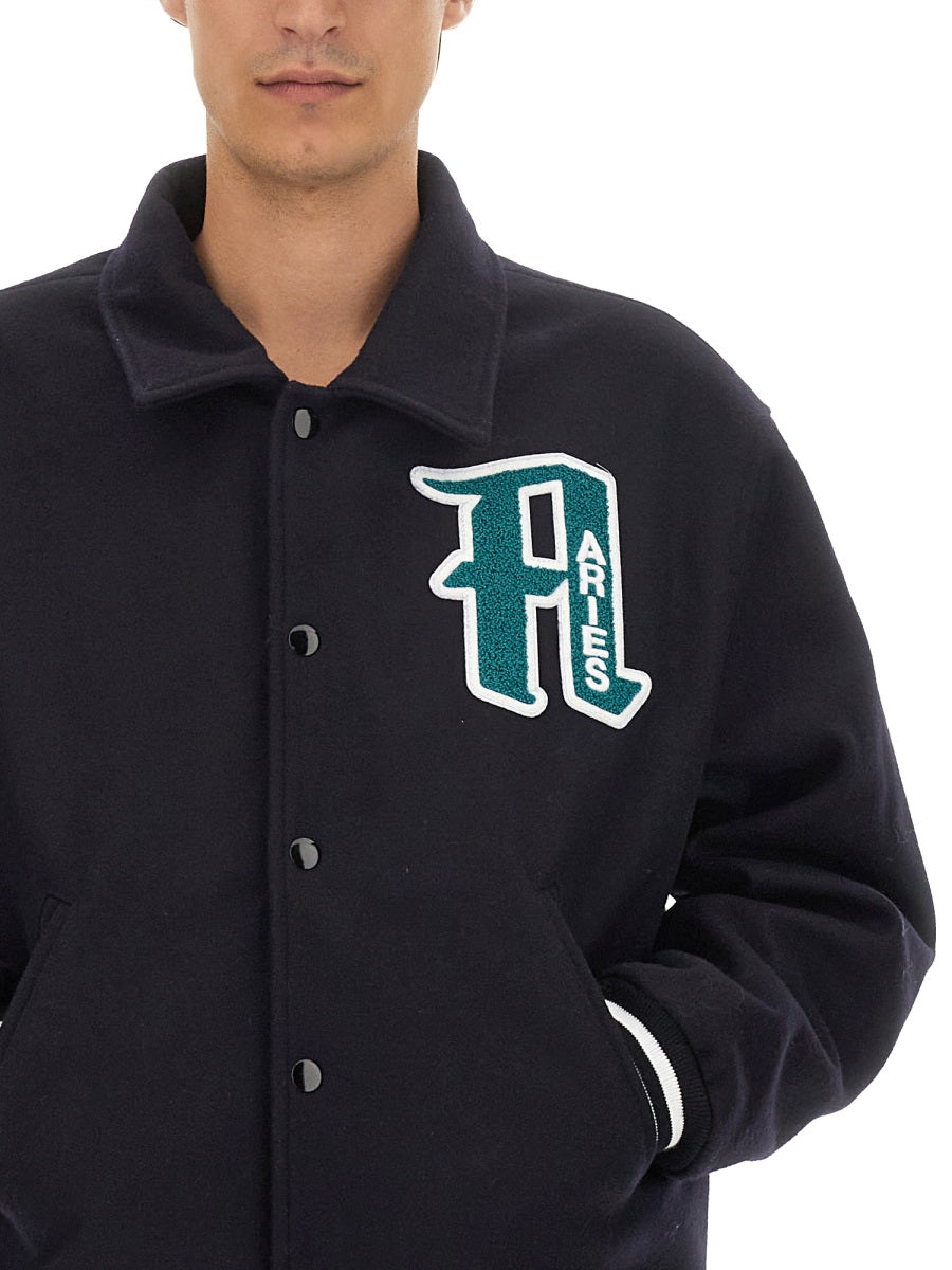Aries Wool Varsity Jacket — Black