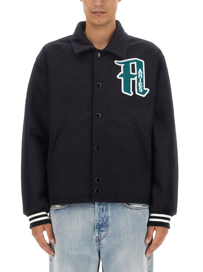 Aries Wool Varsity Jacket — Black