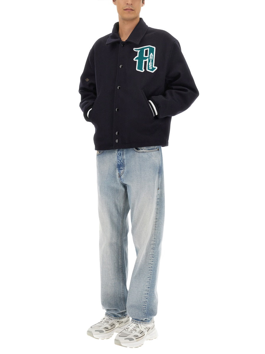 Aries Wool Varsity Jacket — Black