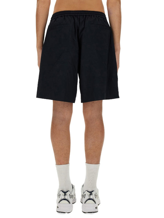 Aspesi Cotton Blend Bermuda Shorts — Blue