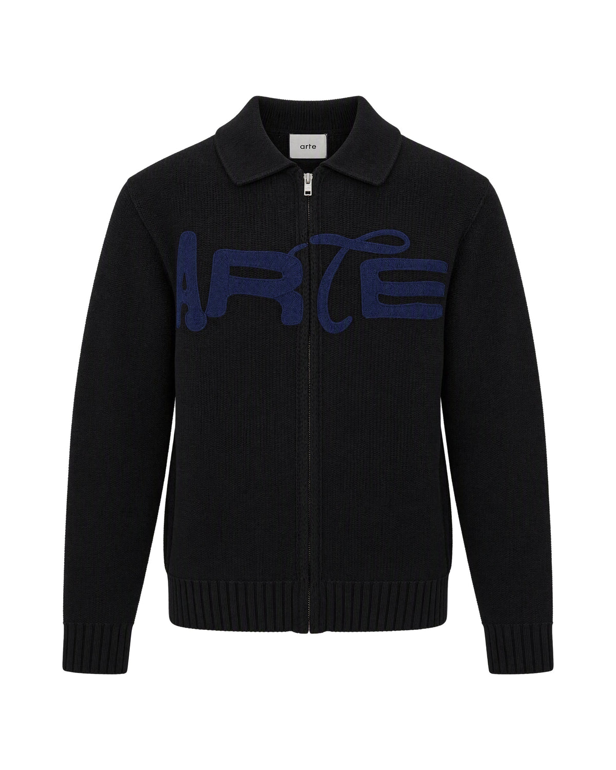 Arte Antwerp Logo-Embroidered Wool Cardigan — Black