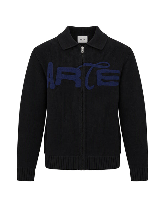 Arte Antwerp Logo-Embroidered Wool Cardigan — Black