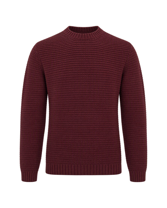 Arte Antwerp Ribbed Cotton Sweater — Burgundy