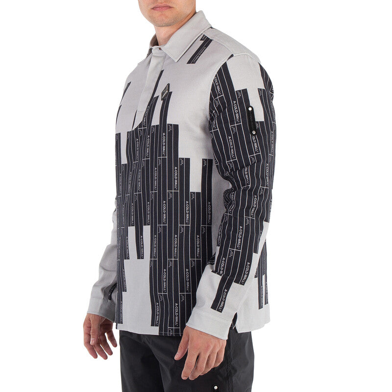 A Cold Wall Vector Monogram Long-Sleeve Cotton Polo Shirt ACWMSH110 men's polo in mid grey