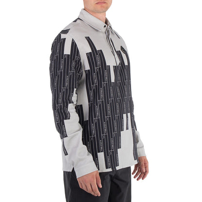 A Cold Wall Vector Monogram Long-Sleeve Cotton Polo Shirt ACWMSH110 men's polo in mid grey