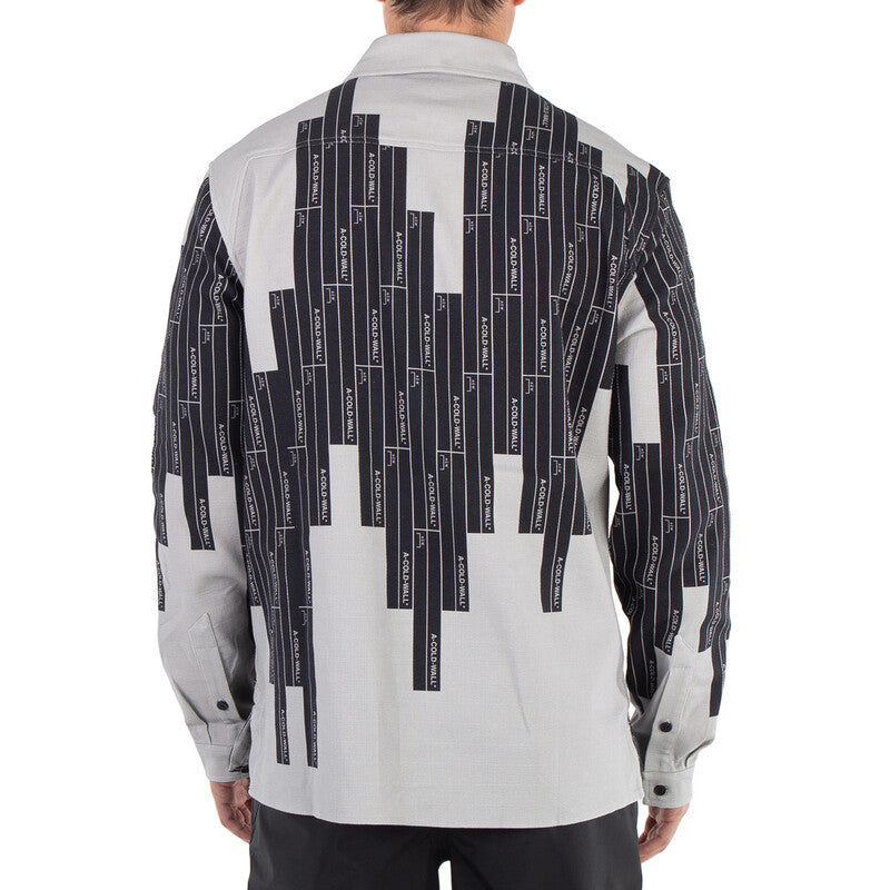 A Cold Wall Vector Monogram Long-Sleeve Cotton Polo Shirt ACWMSH110 men's polo in mid grey