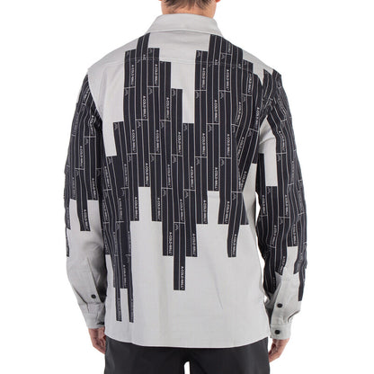 A Cold Wall Vector Monogram Long-Sleeve Cotton Polo Shirt ACWMSH110 men's polo in mid grey