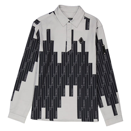 A Cold Wall Vector Monogram Long-Sleeve Cotton Polo Shirt ACWMSH110 men's polo in mid grey