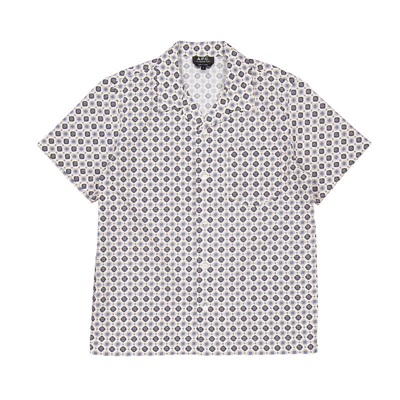 A.P.C. Pattern-Printed Short-Sleeved Shirt COGXP-H12495-BLANC CASSE men's shirt in white