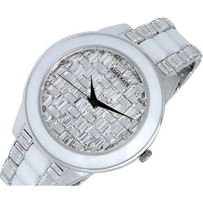 Adee Kaye Venice Collection Silver Dial White Ceramic Unisex Watch AKJ8787