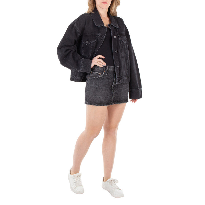 Agolde Alek Denim Mini Skirt A3061-1346-DITCH women's skirt in Marble Black