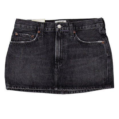 Agolde Alek Denim Mini Skirt A3061-1346-DITCH women's skirt in Marble Black