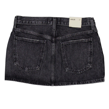 Agolde Alek Denim Mini Skirt A3061-1346-DITCH women's skirt in Marble Black