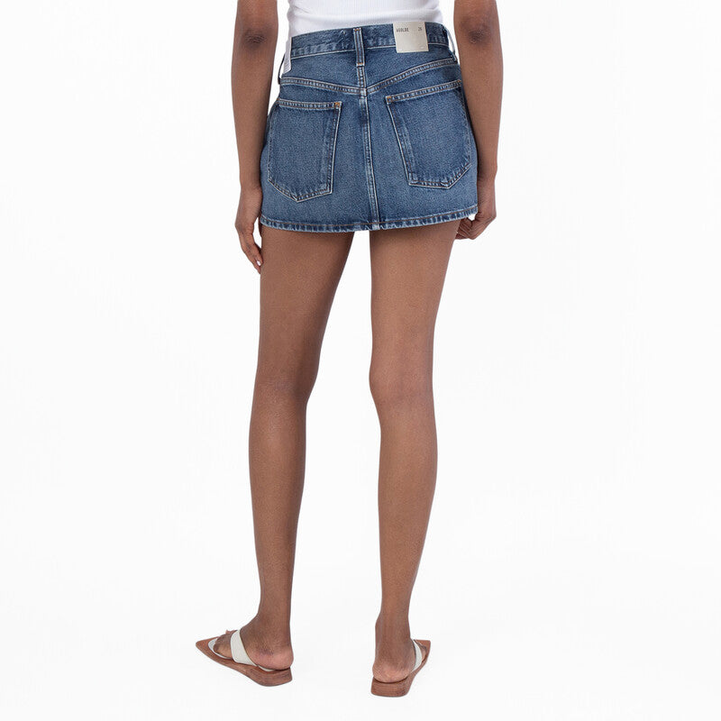 Agolde Alek Mini Denim Skirt A3061B-1206-DWELL women's skirt in Medium Marbled Indigo