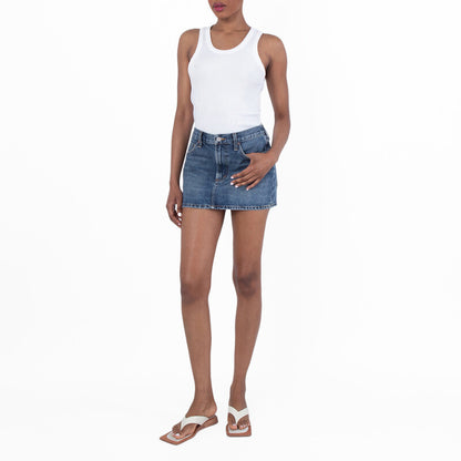 Agolde Alek Mini Denim Skirt A3061B-1206-DWELL women's skirt in Medium Marbled Indigo