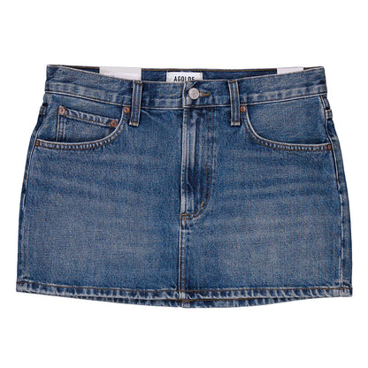 Agolde Alek Mini Denim Skirt A3061B-1206-DWELL women's skirt in Medium Marbled Indigo