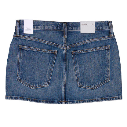 Agolde Alek Mini Denim Skirt A3061B-1206-DWELL women's skirt in Medium Marbled Indigo