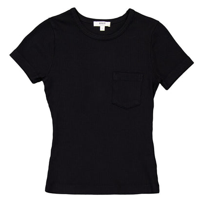Agolde Arlo Rib Pocket Tee A7233-1260-BLACK women's tee in Black