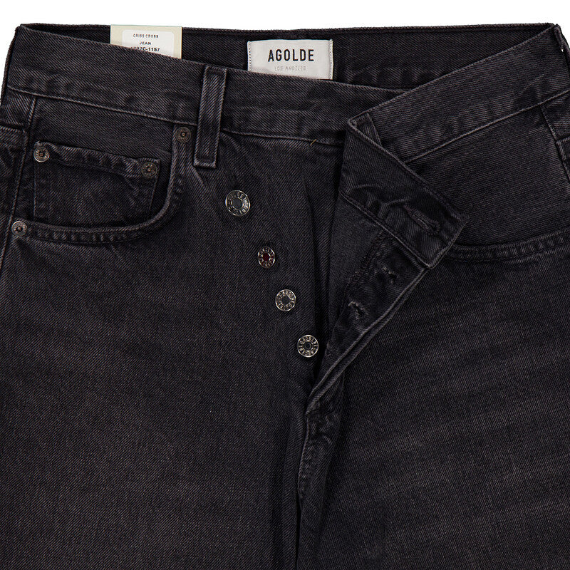 Agolde Shambles Criss Cross Jeans A097C-1157 women's jeans in Washed Black