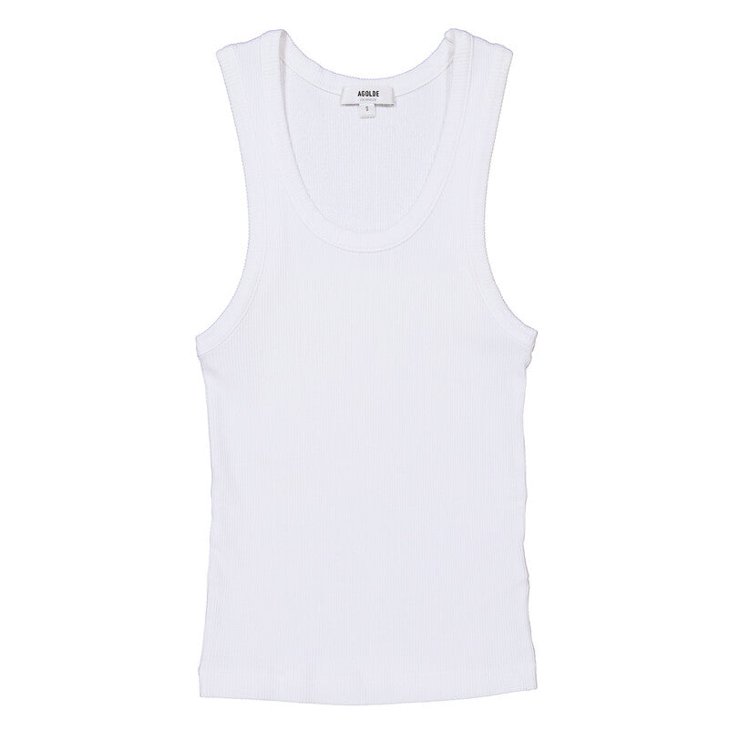 Agolde Poppy Organic Cotton Tank A7056-1260-WHITE women's tank top in White