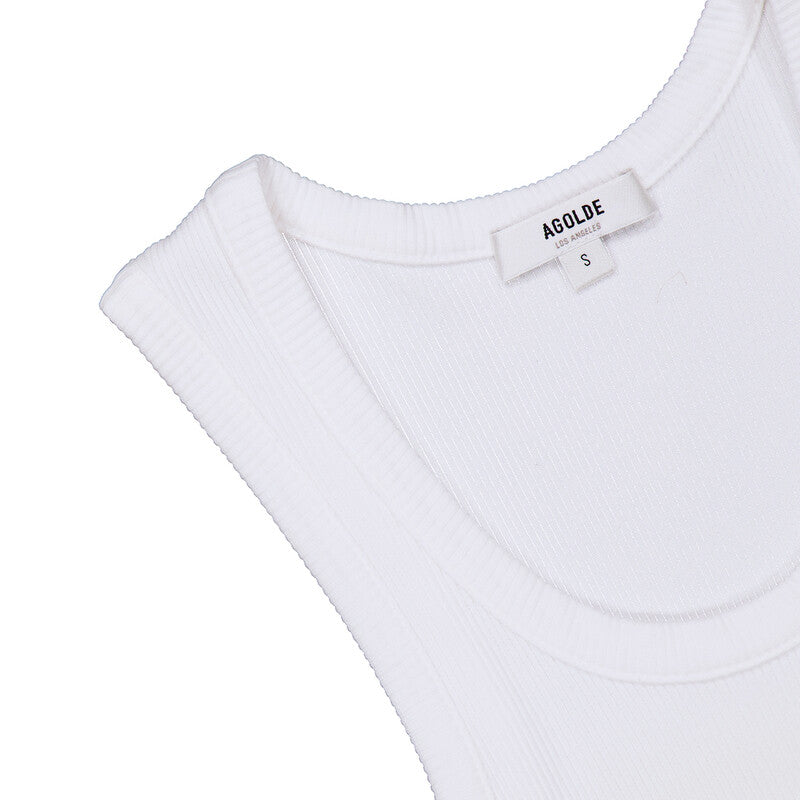 Agolde Poppy Organic Cotton Tank A7056-1260-WHITE women's tank top in White