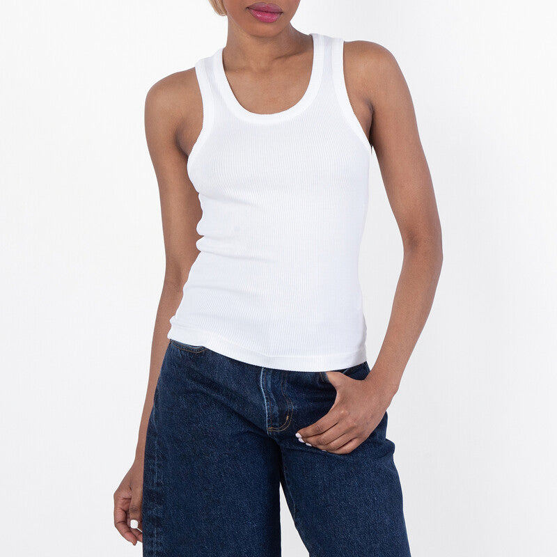 Agolde Poppy Organic Cotton Tank A7056-1260-WHITE women's tank top in White