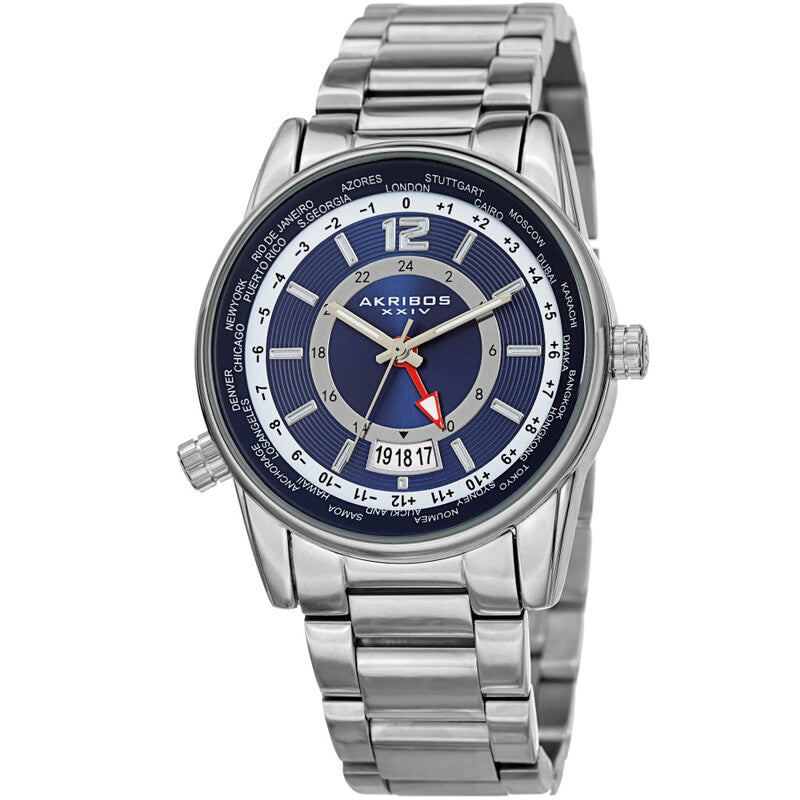 Akribos XXIV World Time Quartz Men's Watch AK1021SSBU Men's watch