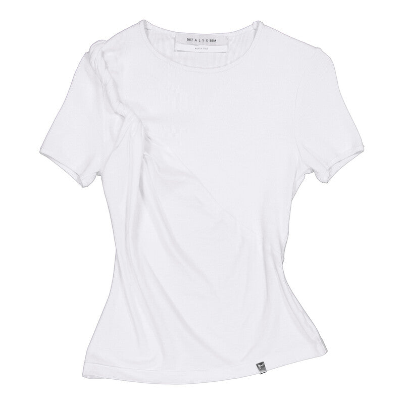 Alyx Ladies Twisted Short Sleeve Round Neck T-Shirt AAWTS0255 FA01 WTH0001 women's t-shirt in white, product photo 5