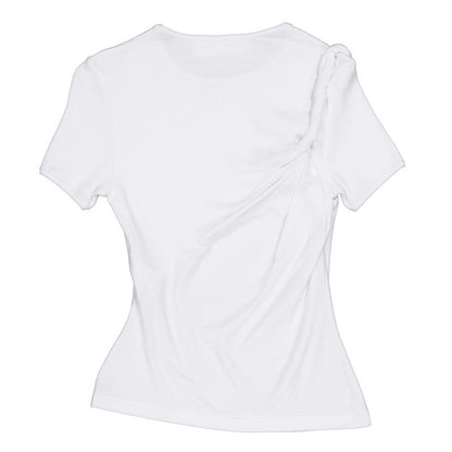 Alyx Ladies Twisted Short Sleeve Round Neck T-Shirt AAWTS0255 FA01 WTH0001 women's t-shirt in white, product photo 6