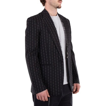 Alyx Pinstriped Embroidered Blazer AAUTA0113FA01-MTY0001 men's jacket in black and white, product photo 2
