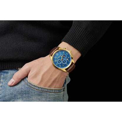 Moonphase Chronograph Chronograph Blue Dial Men's Watch AJ071