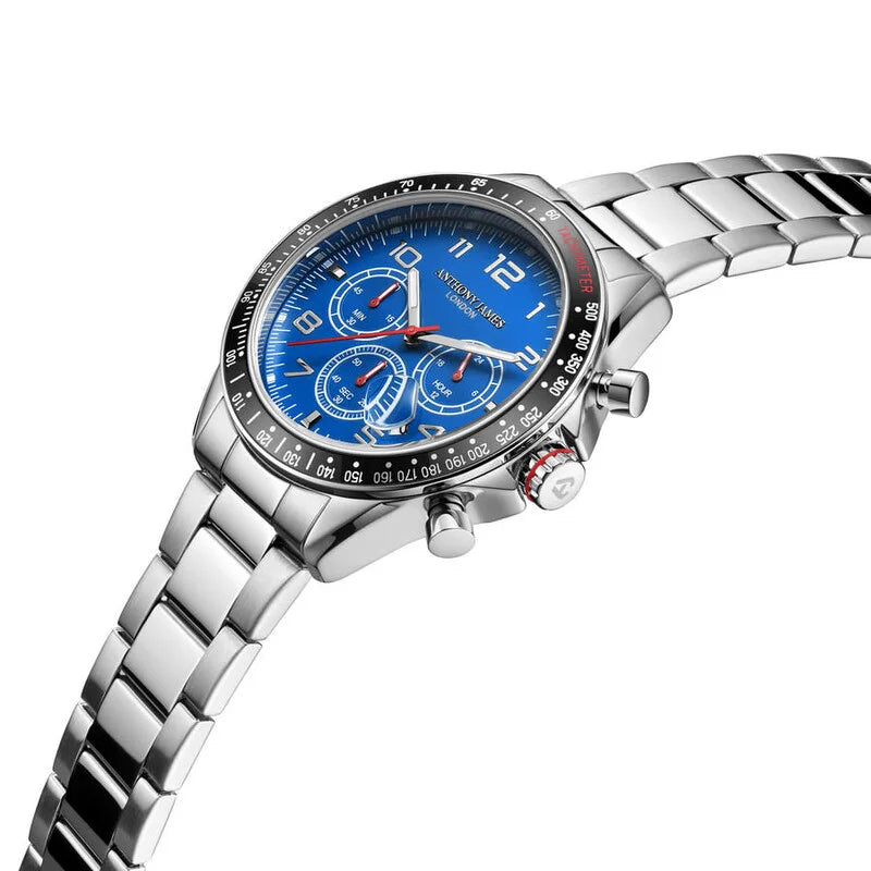 Tachymeter Chrono Blue Dial Men's Watch AJ093