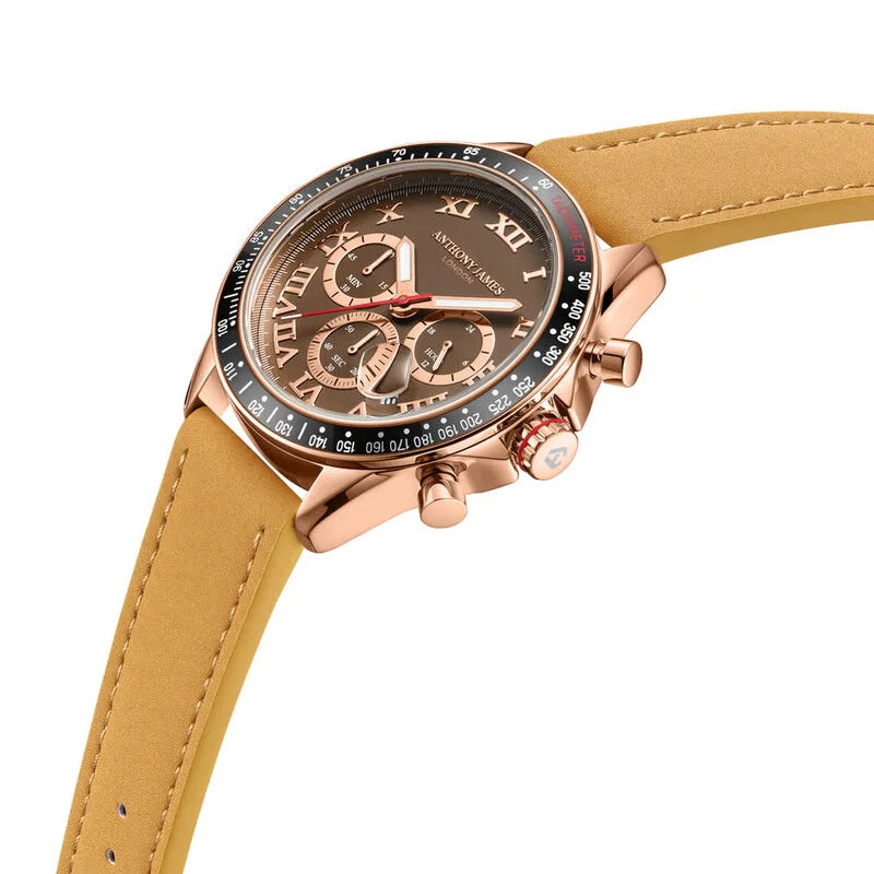 Tachymeter Turbo Brown Dial Men's Watch AJ101