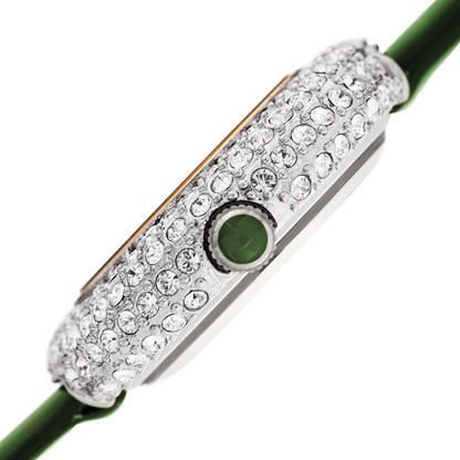 Burgi Crystal-Embellished Quartz Green Dial Ladies Timepiece - BUR195GN