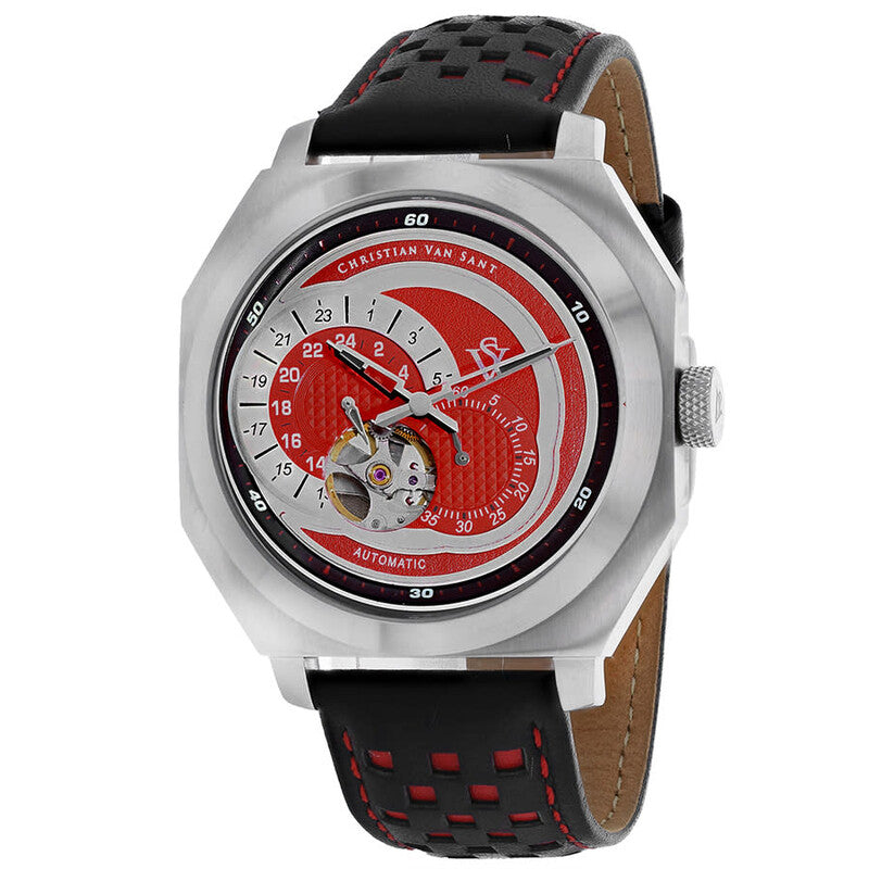 Christian Van Sant Red Face Stainless Steel Men's Luxury Watch (Automatic Edition) - CV0561