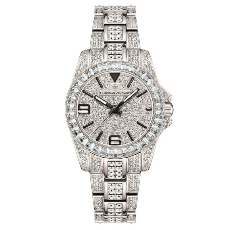Christian Van Sant Silver-tone Face Stainless Steel Women's Luxury Watch - CV9210