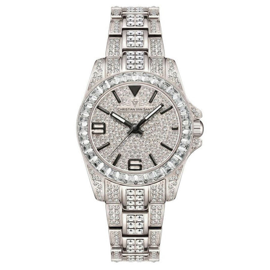 Christian Van Sant Silver-tone Face Stainless Steel Women's Luxury Watch - CV9210