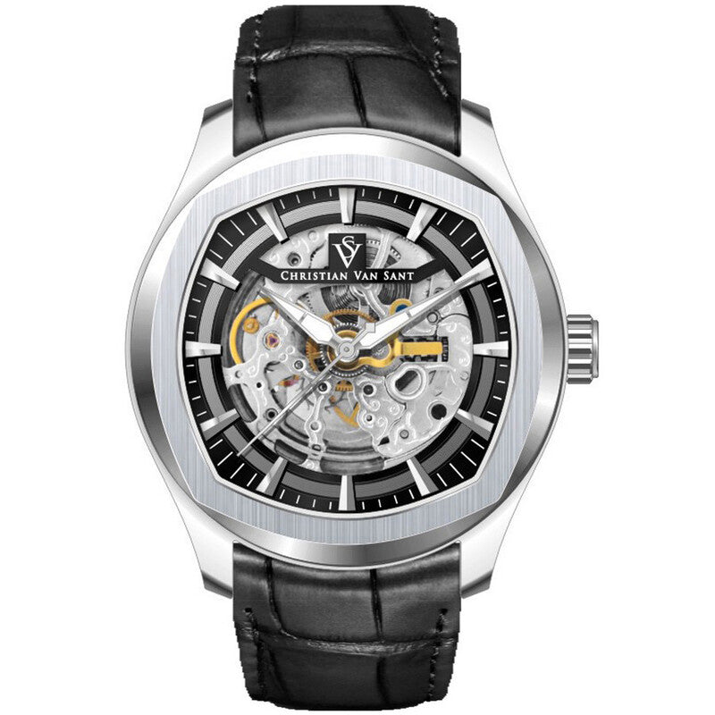 Christian Van Sant Black Face Stainless Steel Men's Luxury Watch (Automatic Edition) - CV9500