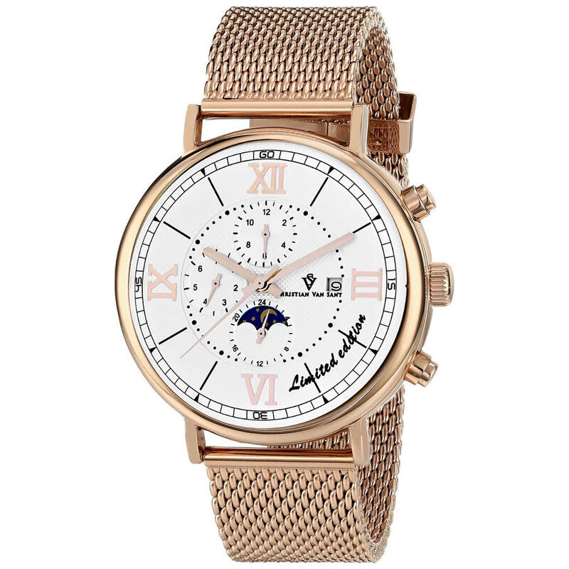Christian Van Sant White Face Stainless Steel Men's Luxury Watch (Automatic Edition) - CV1153