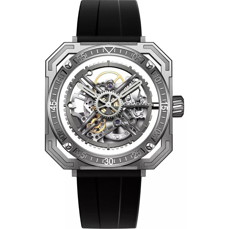 Ciga Design Transparent Face Stainless Steel Men's Luxury Watch (Hand Wind Edition) - M051 SS01 6B