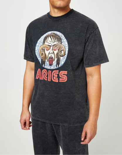 Aries Men's Logo Print T-Shirt — Black