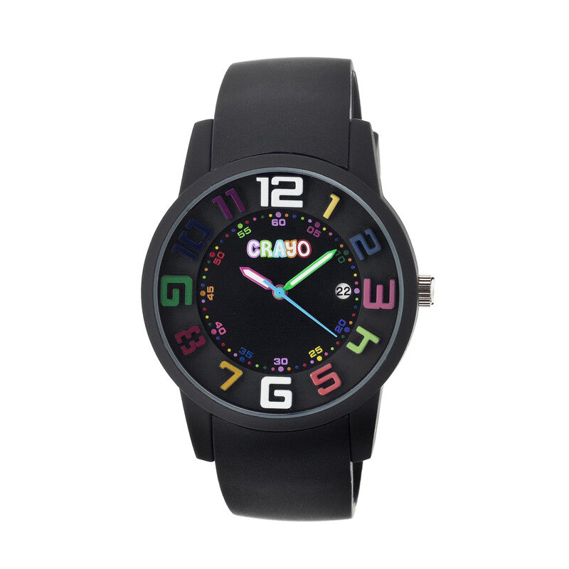 Crayo Black Face Stainless Steel Luxury Wristwatch - CR2006