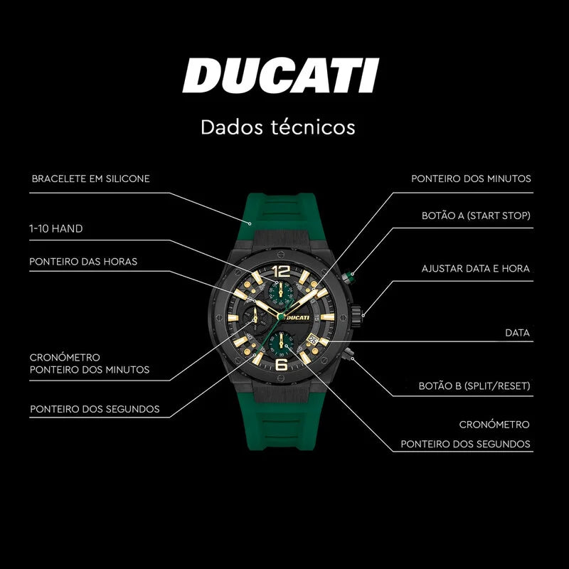 Ducati Black Face Gold-tone Men's Luxury Watch - DTWGO0000803