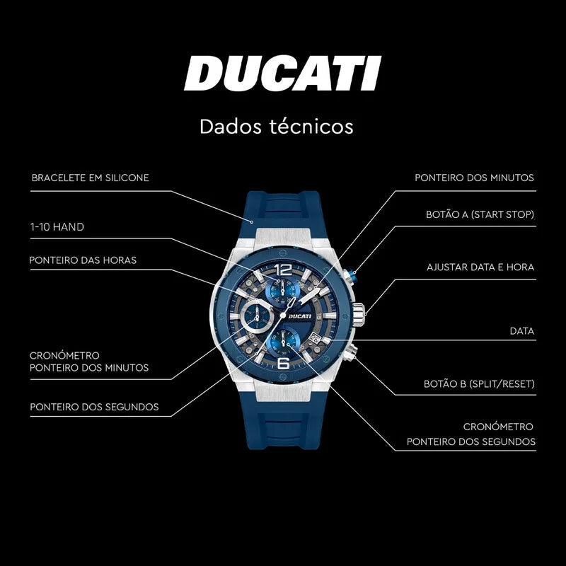 Ducati Blue Face Stainless Steel Men's Luxury Watch - DTWGO0000802