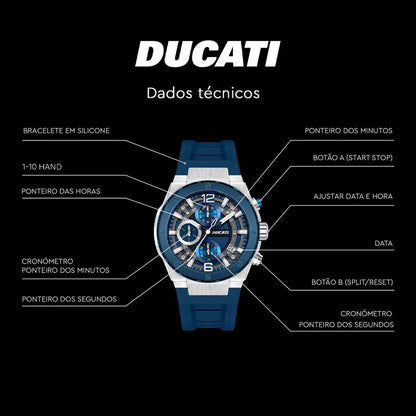 Ducati Blue Face Stainless Steel Men's Luxury Watch - DTWGO0000802