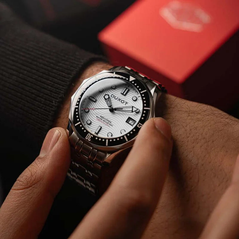Duxot White Face Stainless Steel Men's Luxury Watch (Automatic Edition) - DX-2060-77 (Edition 2)
